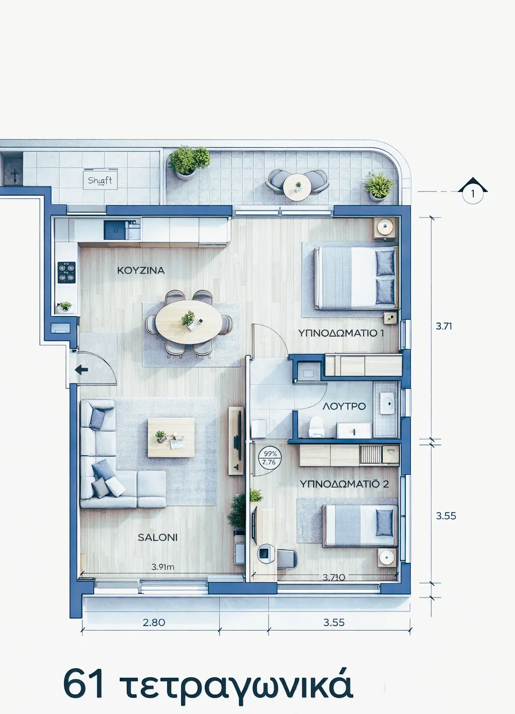 Квартира 61 м² в Афинах - 3